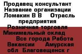 Продавец-консультант › Название организации ­ Ломакин В.В. › Отрасль предприятия ­ Розничная торговля › Минимальный оклад ­ 35 000 - Все города Работа » Вакансии   . Амурская обл.,Благовещенск г.